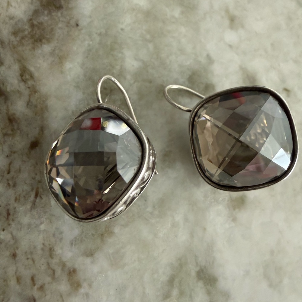 Brighton Silver and Gray Faceted Earrings